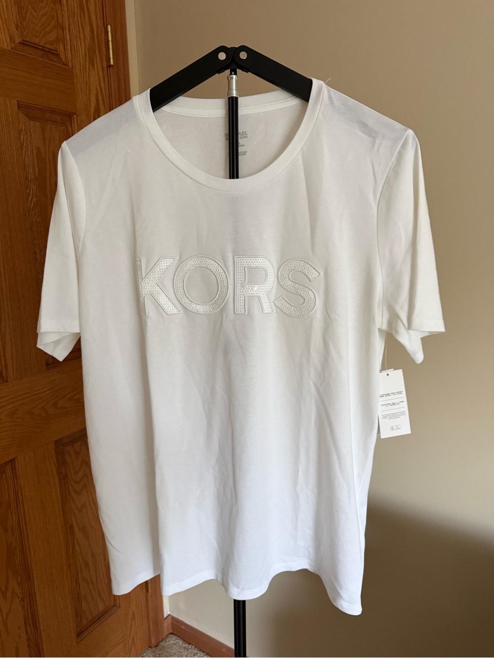 Michael Kors White Embroidered KORS Logo Tee